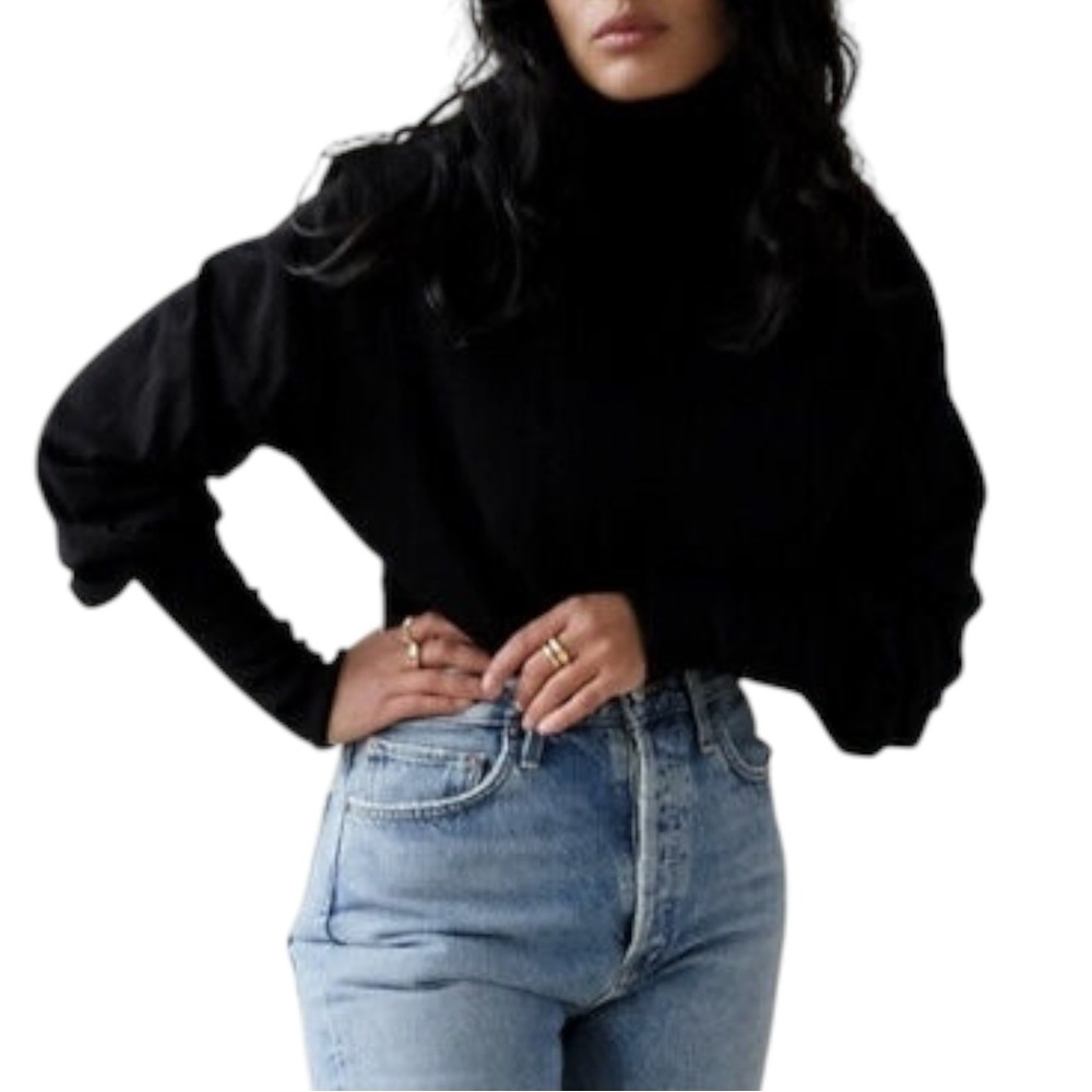 Agolde Women’s Black Funnel Neck Tee Size Medium